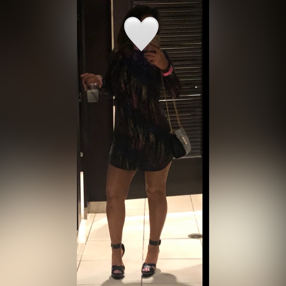 B. Darlin Long Sleeve Multi Color Sparkle Bodycon Mini Dress